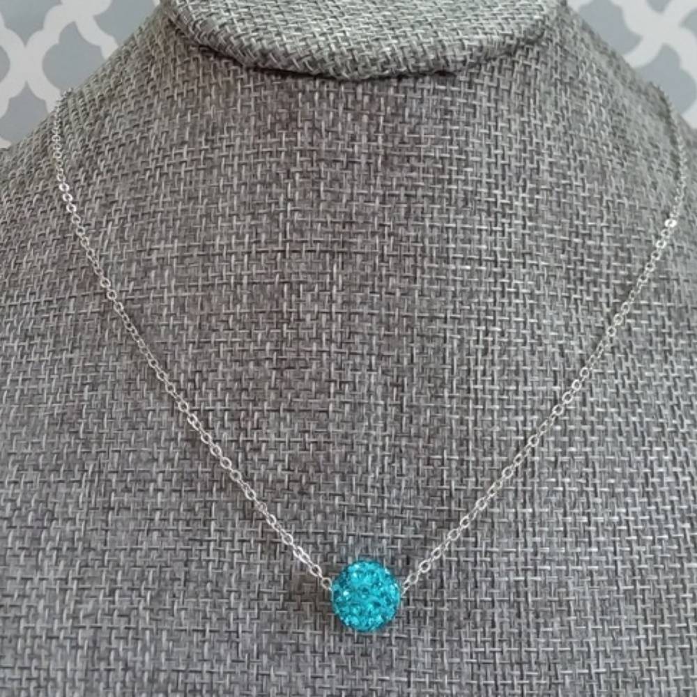 Turquoise Rhinestone Bead Necklace - Picture 4 of 5